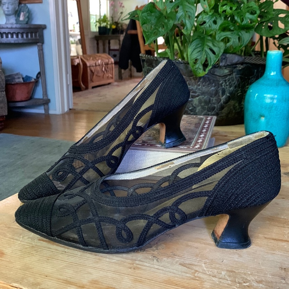Cressa black soutache/fabric dress heels 8.5m